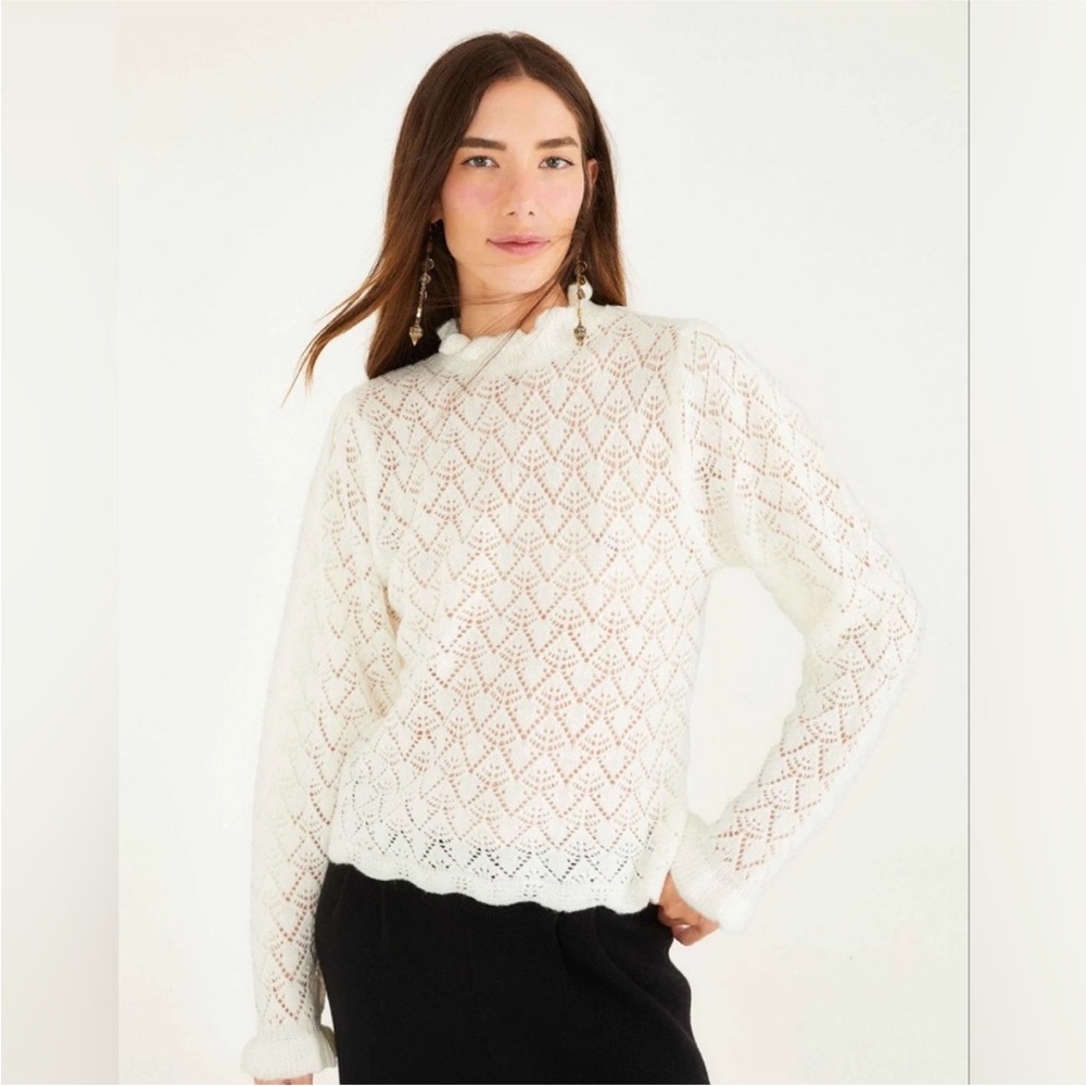 Farm Rio Lace Stitch Ruffles Knit Sweater
- Off-White - Picture 3 of 13